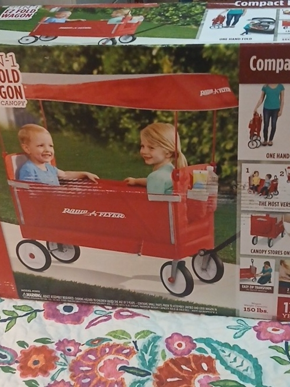 Radio Flyer 3-in-1 EZ Fold Wagon with Canopy Red